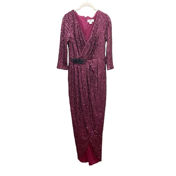 Jessica Simpson Dresses & Skirts - Jessica simpson purple formal sequin wrap gown tulip skirt beaded waist size 4
